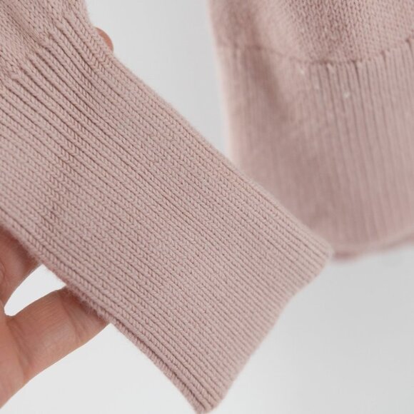 Everlane Long sleeve ribbed neck & cuff 100 % cotton sweater Blush  Pink | XXS - Picture 2 of 5